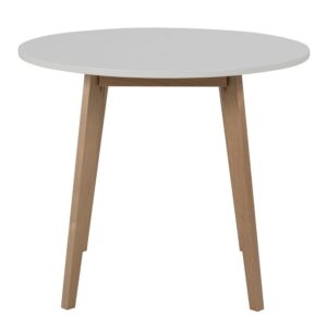 Reno Wooden Dining Table Round In White And Oak