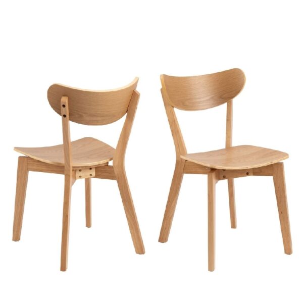 Riga Oak Wooden Dining Chairs In Pair