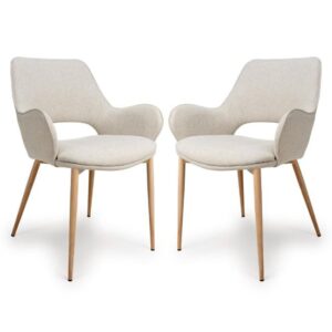 Sanremo Natural Fabric Dining Chairs In Pair