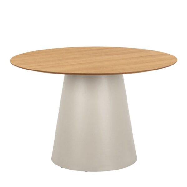 Seguin Wooden Dining Table Round In Oak And Grey