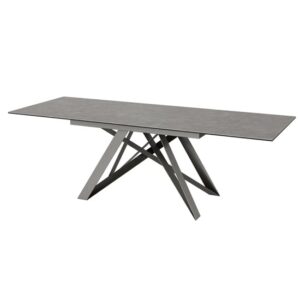 Visoke Ceramic Pull Out Extending Dining Table In Slate Grey