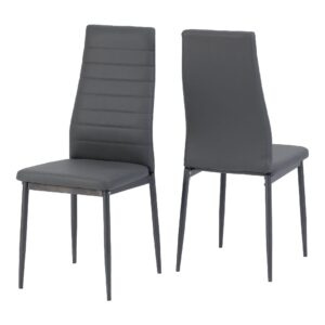 Aadi Grey Faux Leather Dining Chairs In Pair