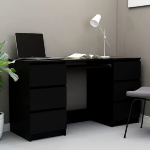 Abingdon Wooden Laptop Desk With 6 Drawers In Black