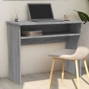 Angleton Wooden Laptop Desk With 1 Shelf In Grey Sonoma