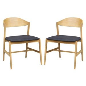 Cairo Natural Oak Wooden Dining Chairs In Pair