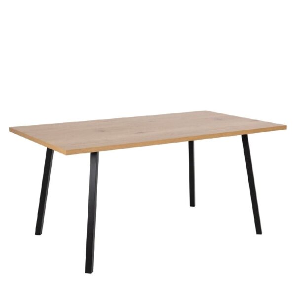 Camino Wooden Dining Table With Black Metal Legs In Oak