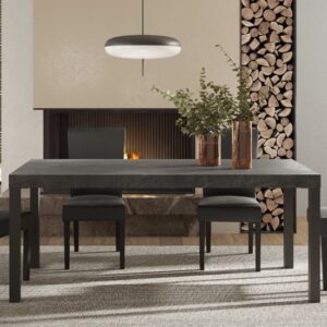 Edison Wooden Dining Table 189cm In Lead Grey Dark Metal Legs