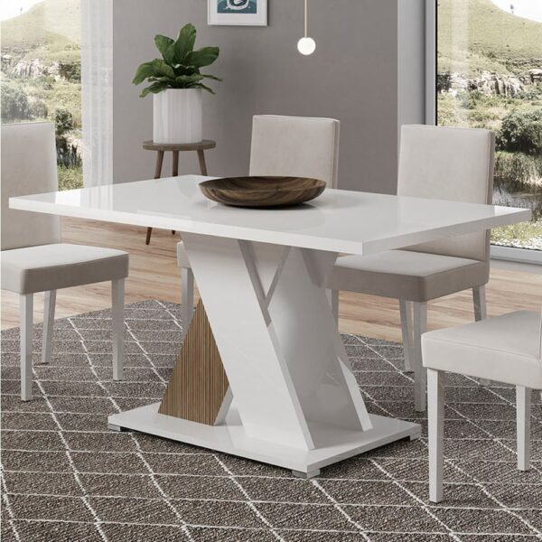 Enna High Gloss Dining Table Rectangular Large In White