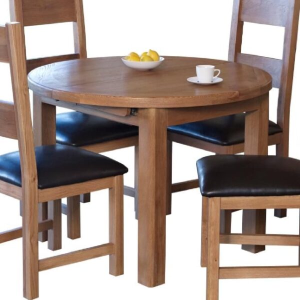 Hewitt Wooden Round Extending Dining Table In Oak