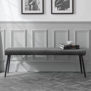 Lakia Low Velvet Upholstered Dining Bench In Grey