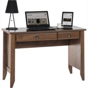 Laramie Wooden Laptop Desk With 2 Drawers In Oiled Oak