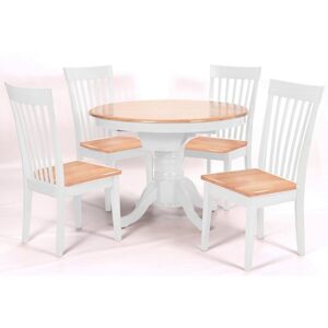 Larkin Wooden Extending Dining Set In Oak White With 4 Chairs