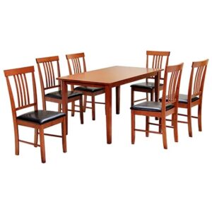 Makimi Wooden Dining Set With 6 Chairs In Mahogany