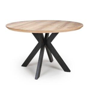 Malone Large Wooden Round Dining Table In Oak