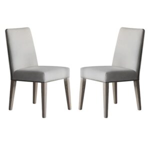 Roselle Cement Linen Fabric Dining Chairs In Pair