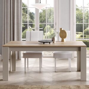 Genoa Wooden Dining Table In Cashmere And Cadiz Oak